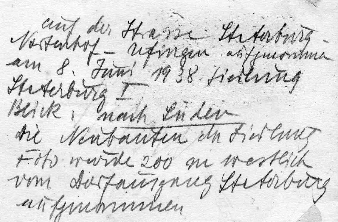 Sieldungsbau Hinweis auf der Rueckseite des Fotos 1938 Steterburg